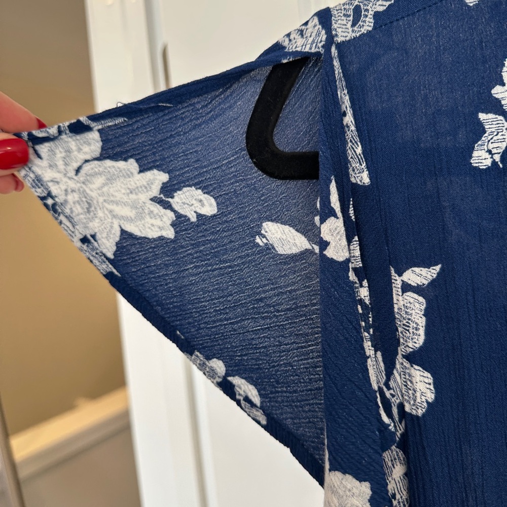 Heart of Marigold Navy Blue Floral Print Wrap Maxi Dress - Picture 4 of 9